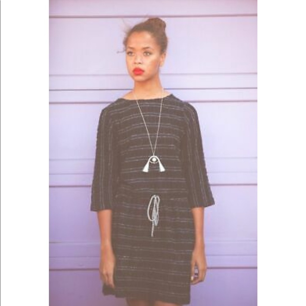Ace & jig lake tie waist black zodiac stripe dress medium - Picture 3 of 10